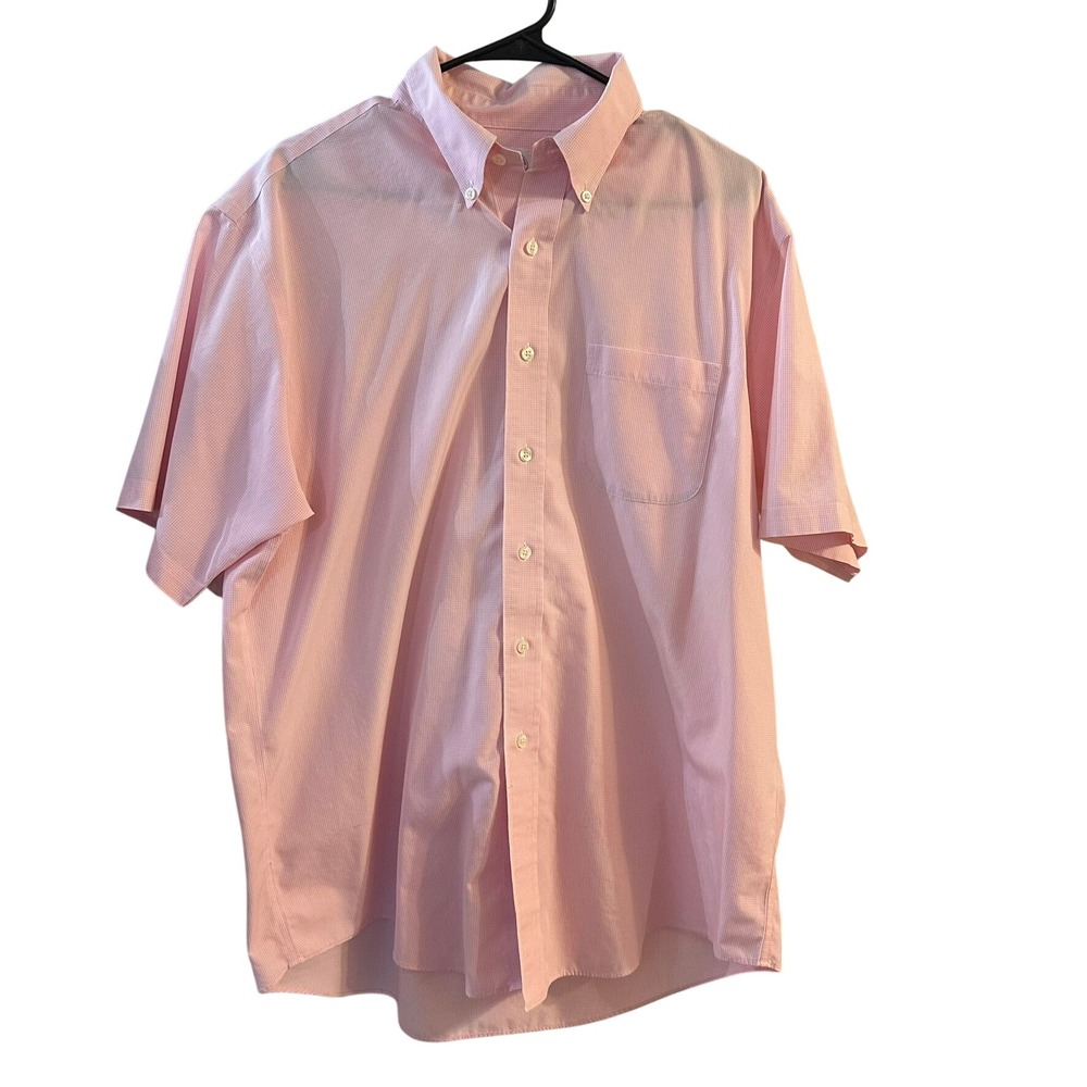 Brooks Brothers Men's Pink Checkered S/S‎ Non Iron Traditional Fit Button Down L